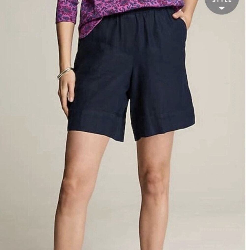 J Jill Black Linen Pull-On Bermuda Shorts Size L Luxury Capsule